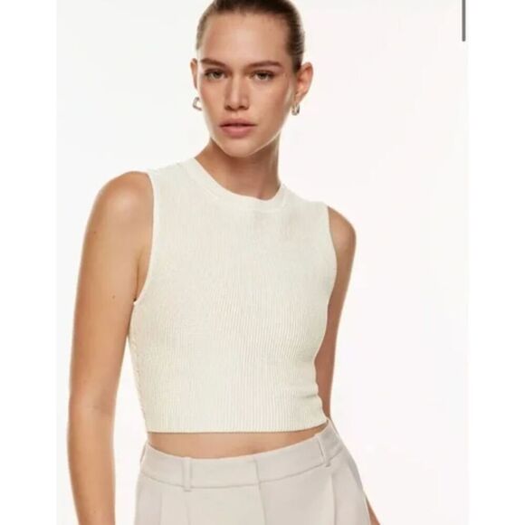 Aritzia Babaton Pia Sculpt Knit Muscle Tank in Matte Pearl - Picture 1 of 5